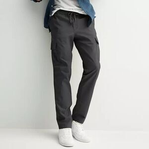 Sonoma Everyday Pull On Cargo Pants Mens M Black Elastic Waist Drawstring NEW